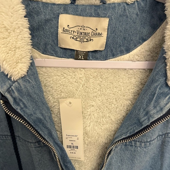 Francesca's- Ashley Vintage Charm-  Jean Jacket with Sherpa Lining - Picture 2 of 3